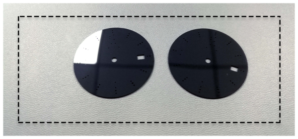 Laser processing of black zirconia watch plate — view 2 Laser processing of black zirconia watch plate — reference component view 2