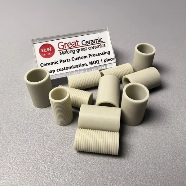 Aluminum Nitride Ceramic Threaded Fittings — view 1 Aluminum Nitride Ceramic Threaded Fittings — reference component view 1