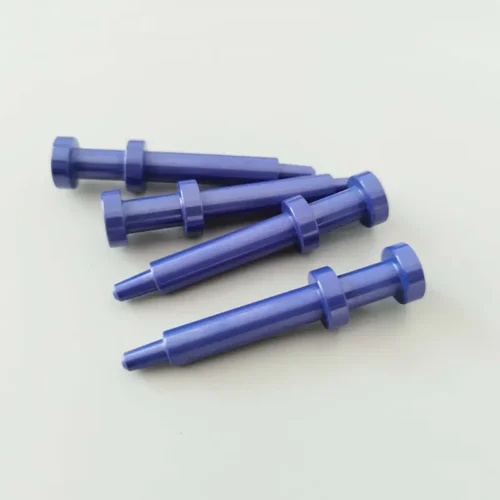 Custom Machined Blue Zirconia Ceramic Pins — view 1 Custom Machined Blue Zirconia Ceramic Pins — reference component view 1