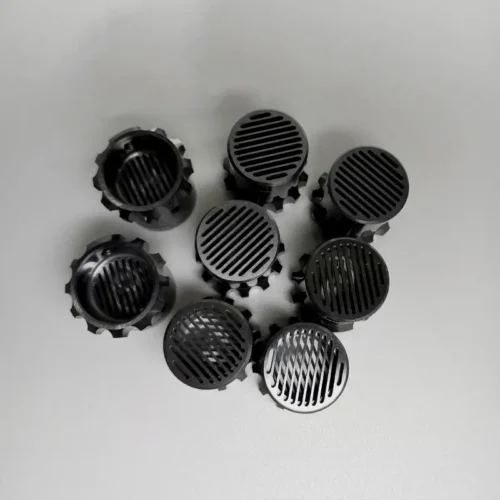Black zirconia ceramic threaded filter chamber — reference component view 1